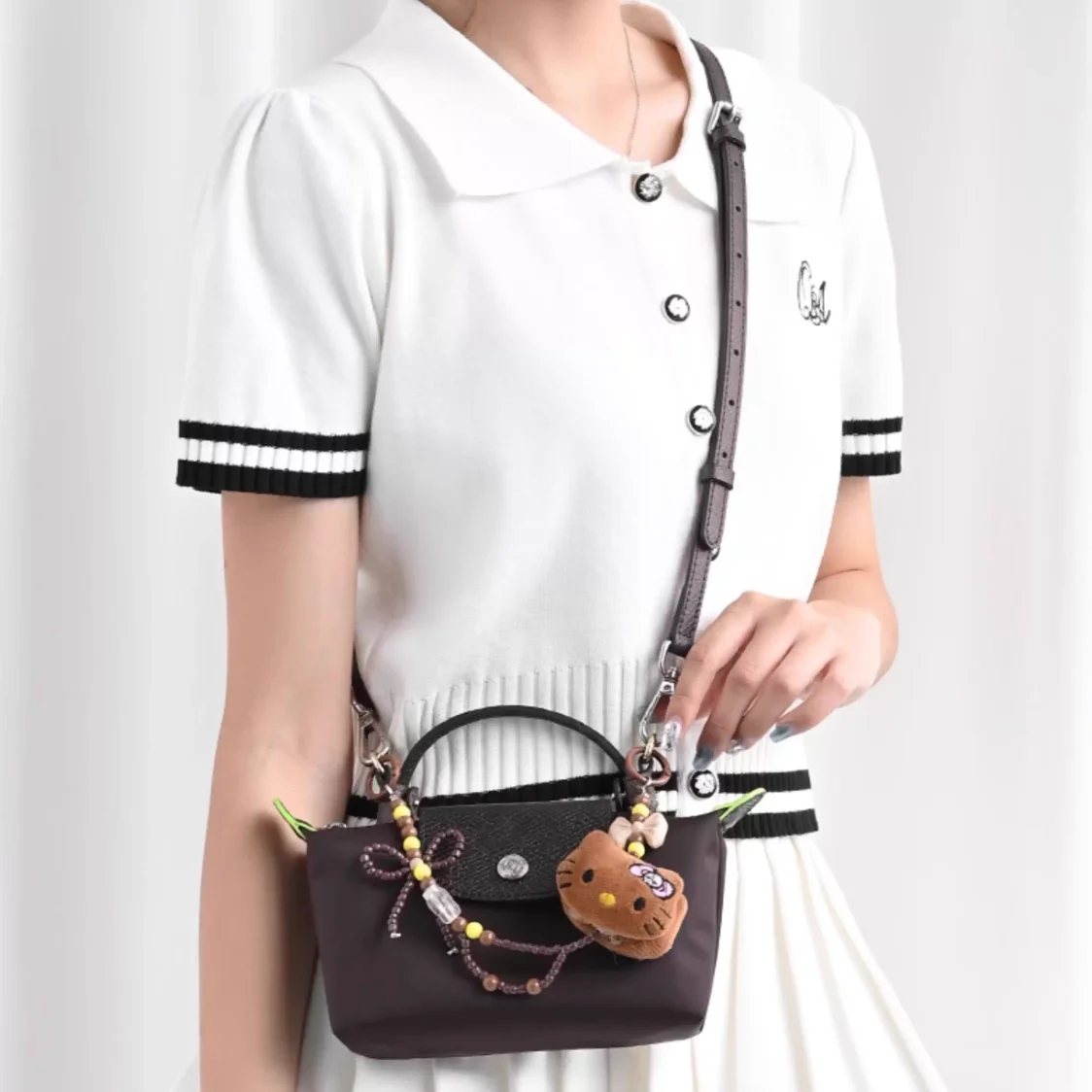 Leather Replacement Crossbody Bag Strap Fit for Longchamp Mocha Terra Mini Shoulder Strap Without Punching Modification