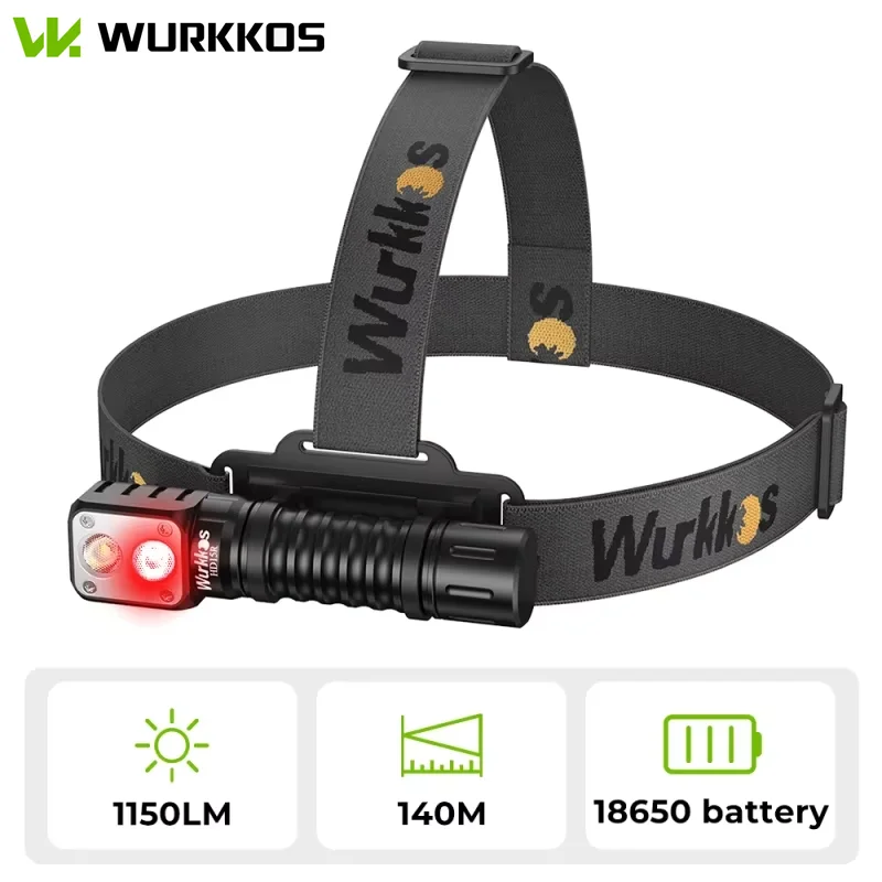 Wurkkos HD15 Đèn Pha 2A Sạc 18650 Đèn Pha LED 2000lm Đèn LED Kép LH351D SST20 USB Sạc Ngược Từ Đuôi Trại Ánh Sáng