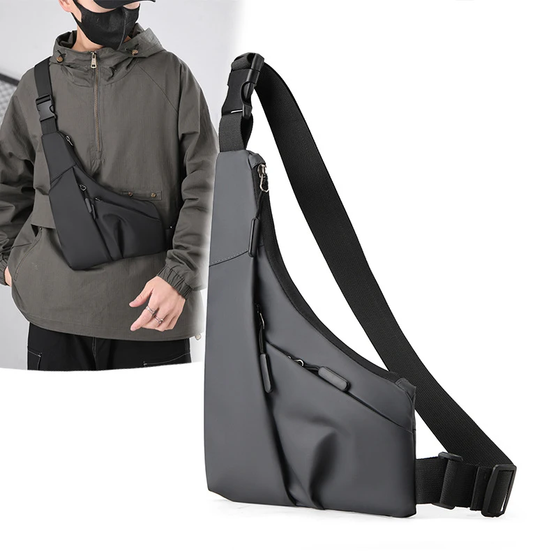 Anti Diebstahl Männer Eng Anliegende Brust Tasche Freizeit Leder Film Wasserdichte Dreieck Tasche Umhängetasche Brieftasche Sport Radfahren Sling Tasche