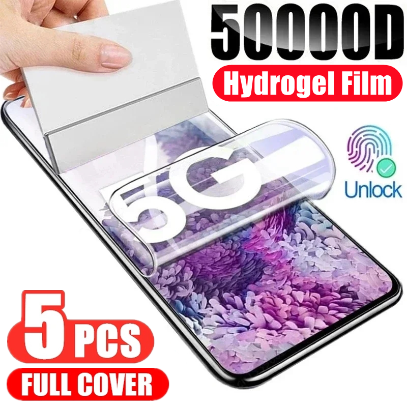 Película de hidrogel para móvil, Protector de pantalla para Samsung S21, S23, S22, S24 Ultra, S20 FE, S8, S9, S10 Plus, Galaxy Note 20, Ultra 10 Plus, S10E, 5 unidades