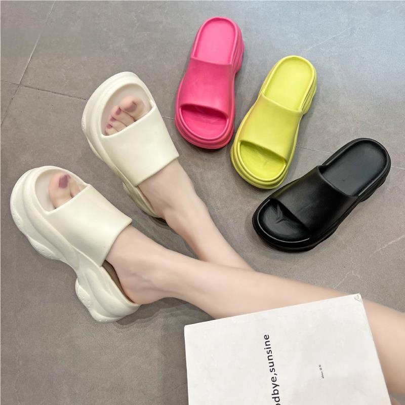 Thick Heel Slippers Women's Summer Fashion Outdoor Wear Soft Bottom High Heels Business Sle Striped Pattern Gift Box Packaged