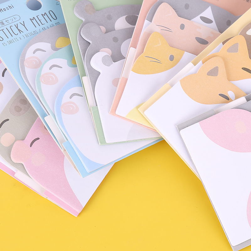 Lytwtw's-Bloc-notes adhésif Kawaii, notes autocollantes d'animaux, bloc-notes de over, fournitures scolaires de bureau, autocollant de papeterie