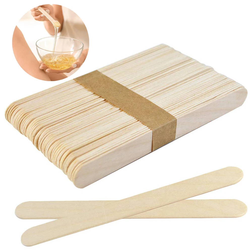 Espátula para depilación de madera para mujer, aplicadores desechables para depilación corporal, depresor de madera y cera, herramientas de belleza, 50/100 Uds.