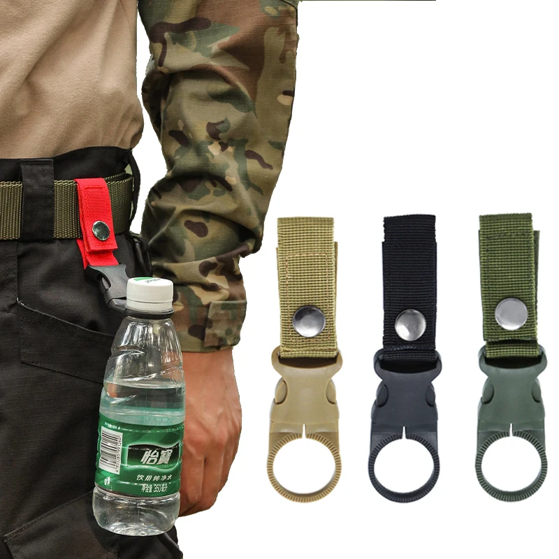 Porta bottiglia d'acqua in tessuto Moschettone da arrampicata Cintura Zaino Gancio Ganci Clip Bottiglia d'acqua multifunzione Clip per gancio con fibbia in nylon