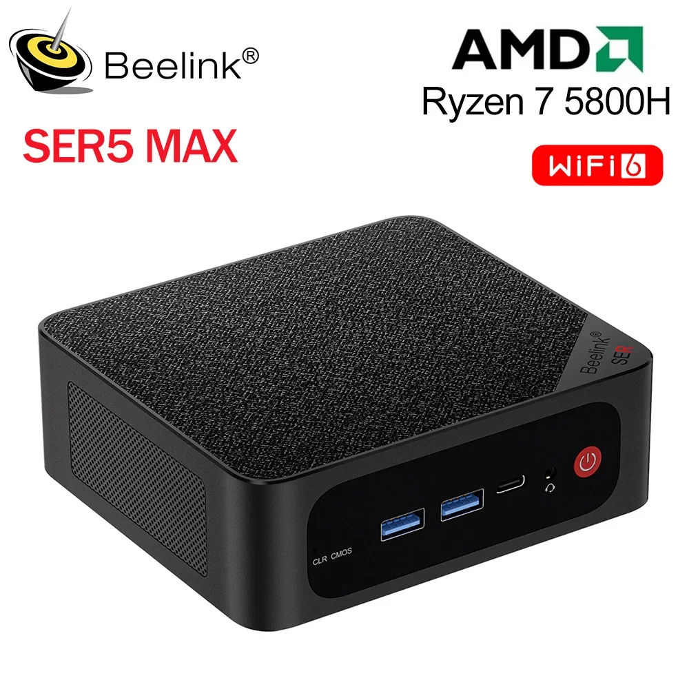 ¡Nuevo! Beelink Ryzen7 AMD 5800H SER5 Max Mini PC DDR4 16GB RAM 500GB NVME SSD 5850U 1T compatible con WiFi6 4K pantalla Triple Comp de escritorio