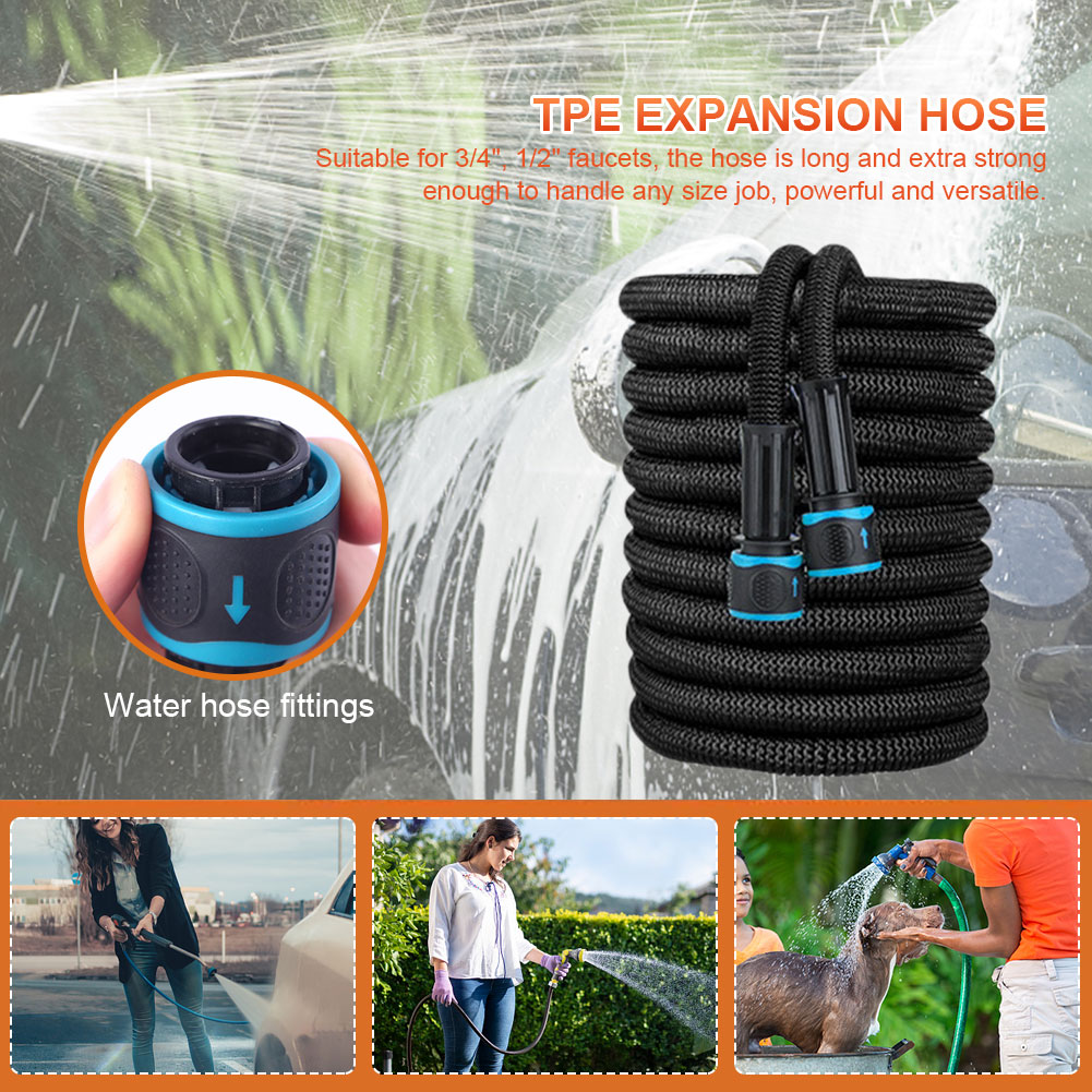 Magic Watering Hose Flexible Expandable Garden Hose Reels Water Hose Pipe Car Wash Hose Quick Connector 25ft 50ft 75ft 100ft