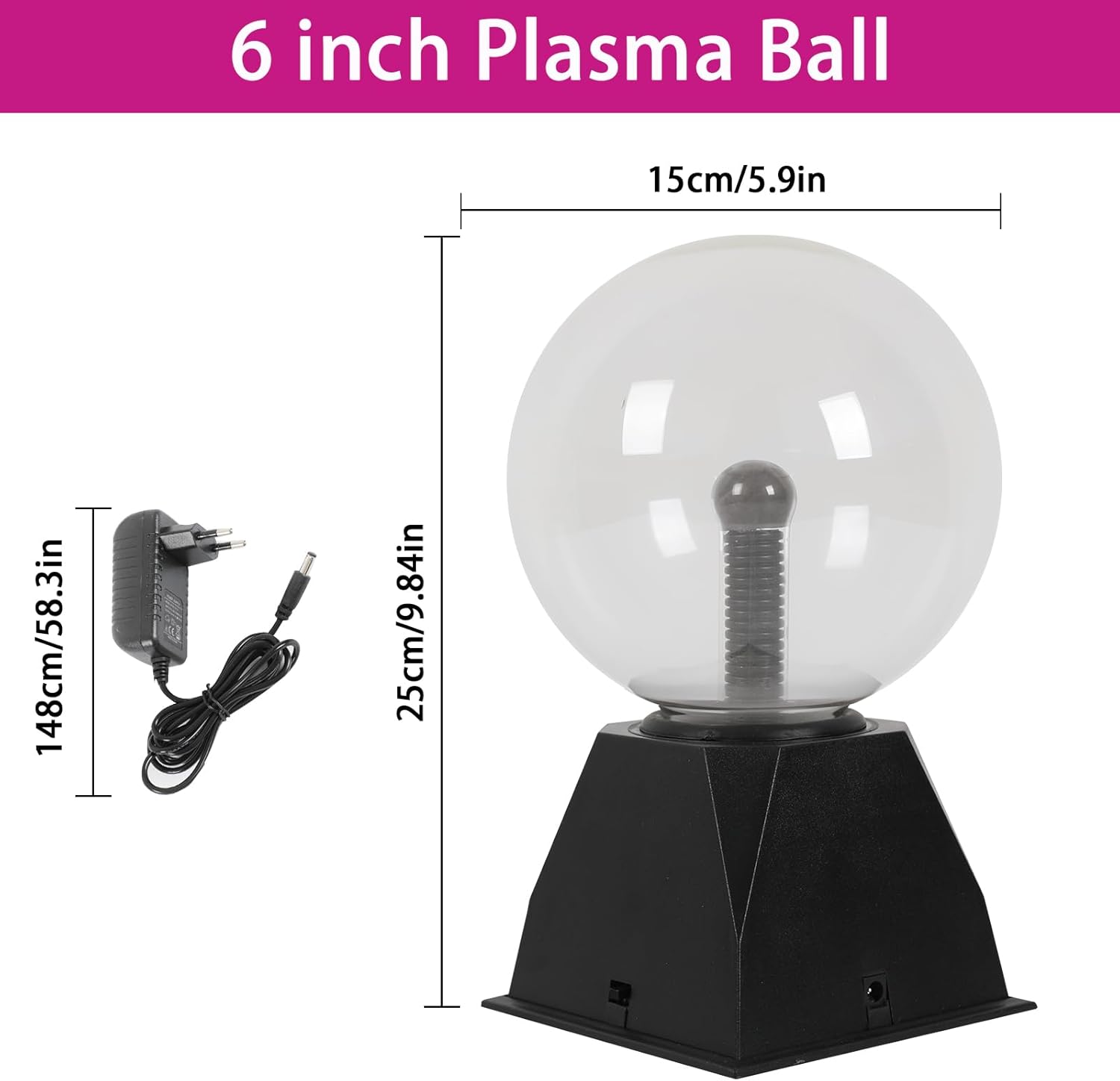 Luz de bola de plasma, lâmpada de bola de plasma piscante 15cm, bola de plasma mágica sensível ao toque e som para quarto, decoração, festa