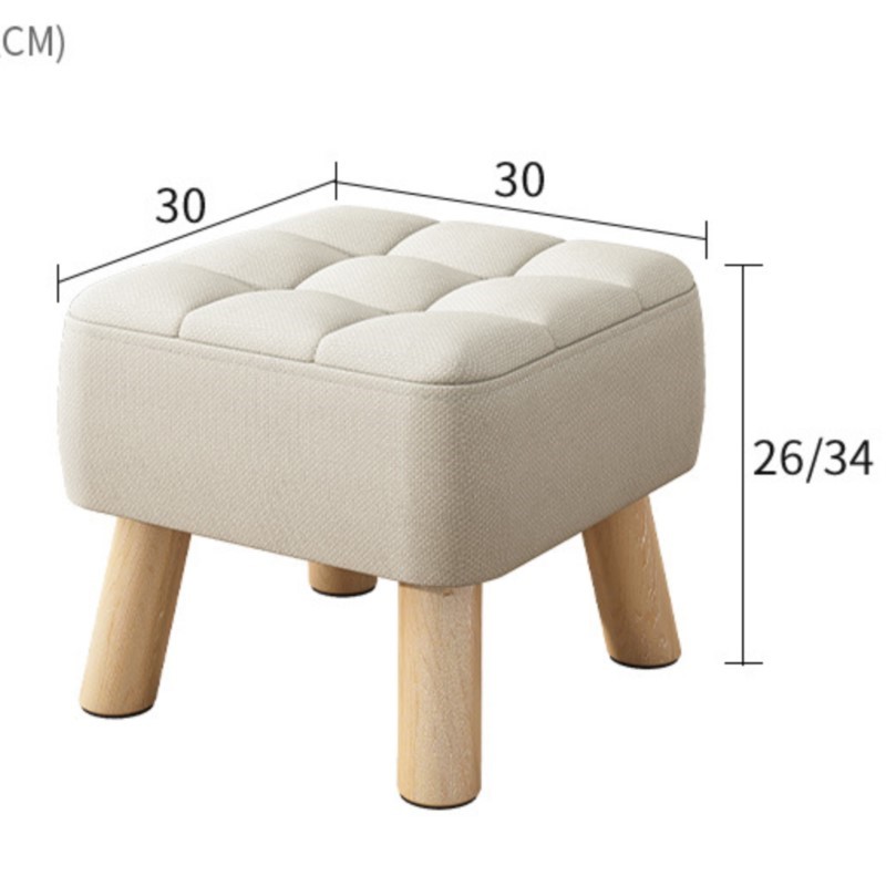 Taburete de cambio de zapatos pequeños, taburetes bajos de tela Simple para sala de estar, reposapiés, bolsa suave, taburete reposapiés con patas de madera