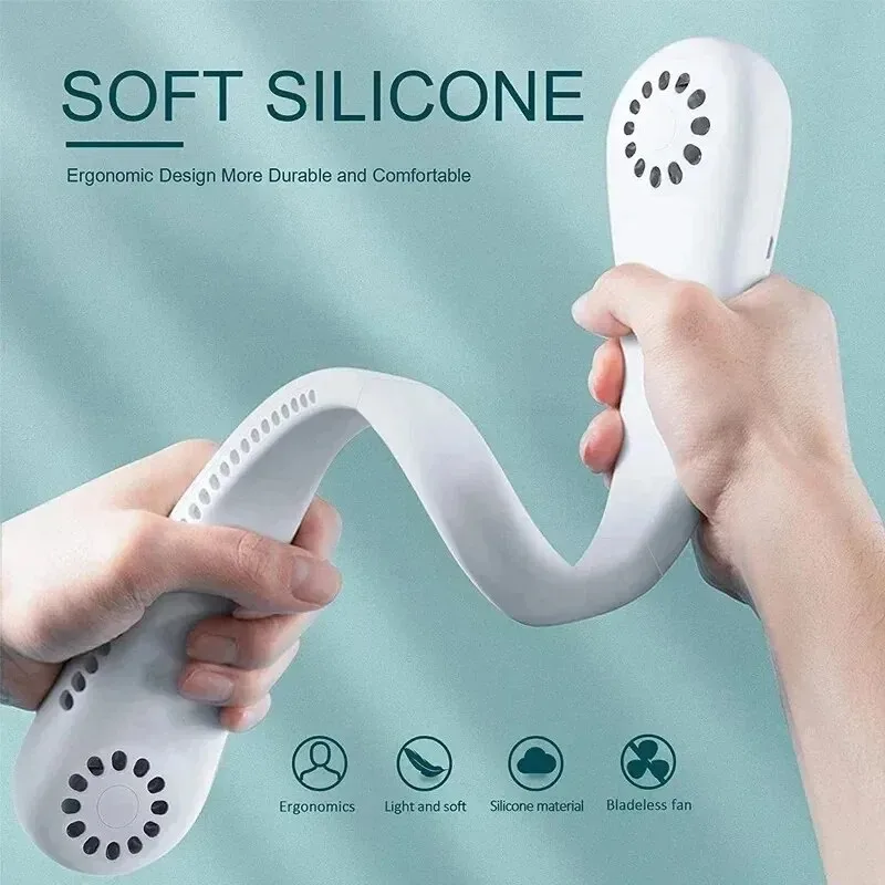 2025 de larga duración nuevo Mini ventilador montado en el cuello portátil sin aspas enfriador de aire recargable 3 velocidades Mini ventilador deportivo de verano al aire libre
