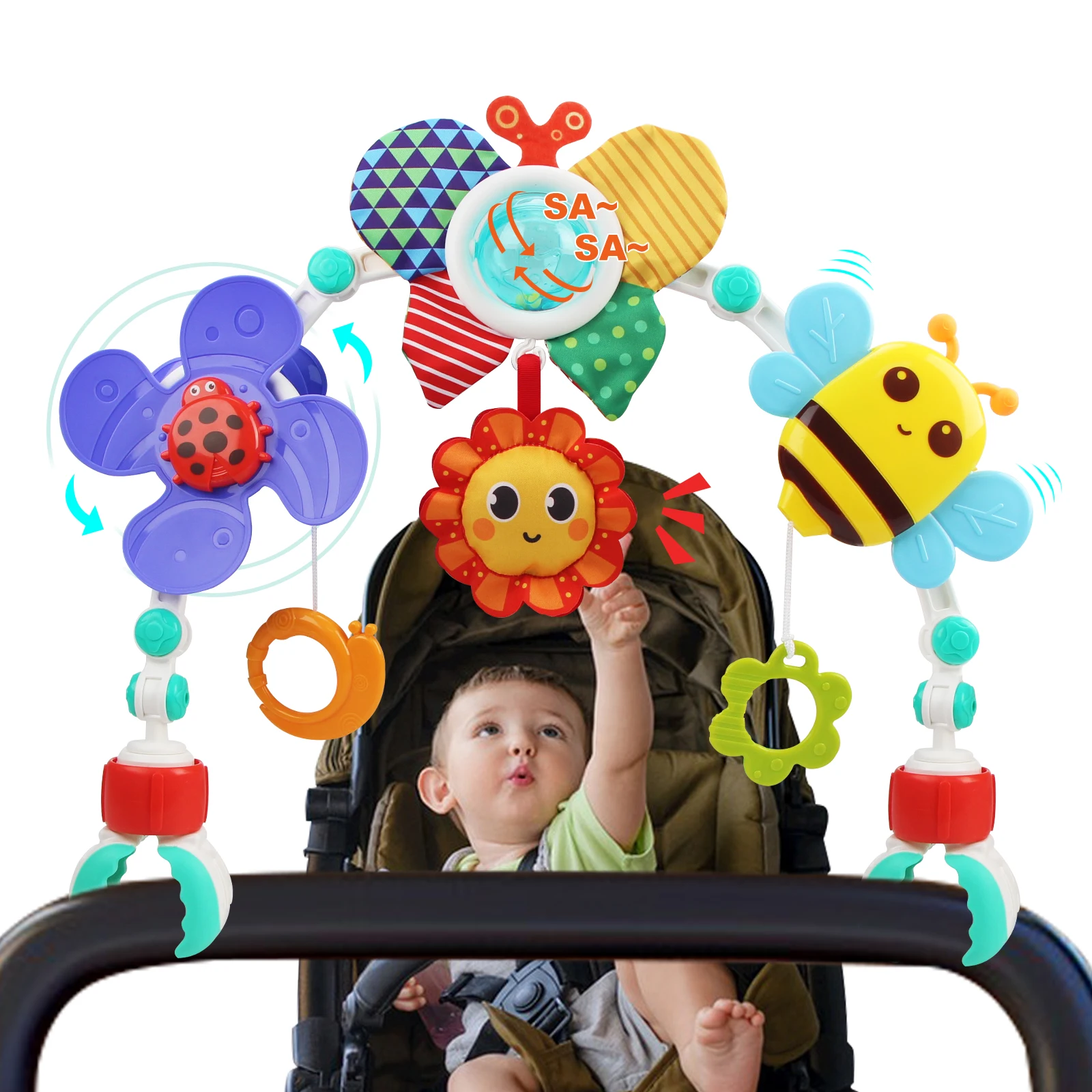 Passeggino arco giocattoli buttafuori giocattolo carrozzina attività arco giocattoli abilità motorie fini giocattoli sviluppo sensoriale Baby Car S