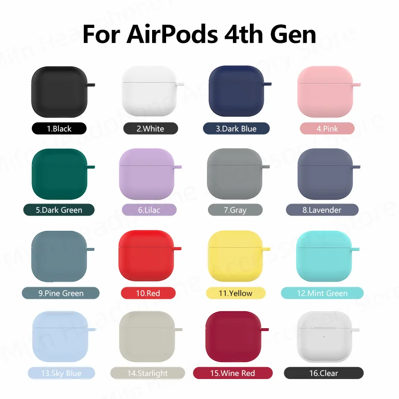 Para auriculares AirPods Pro 3 2025 Fundas protectoras de auriculares de color sólido con llavero Fundas de silicona líquida AirPod 4/Pro 3 USB C