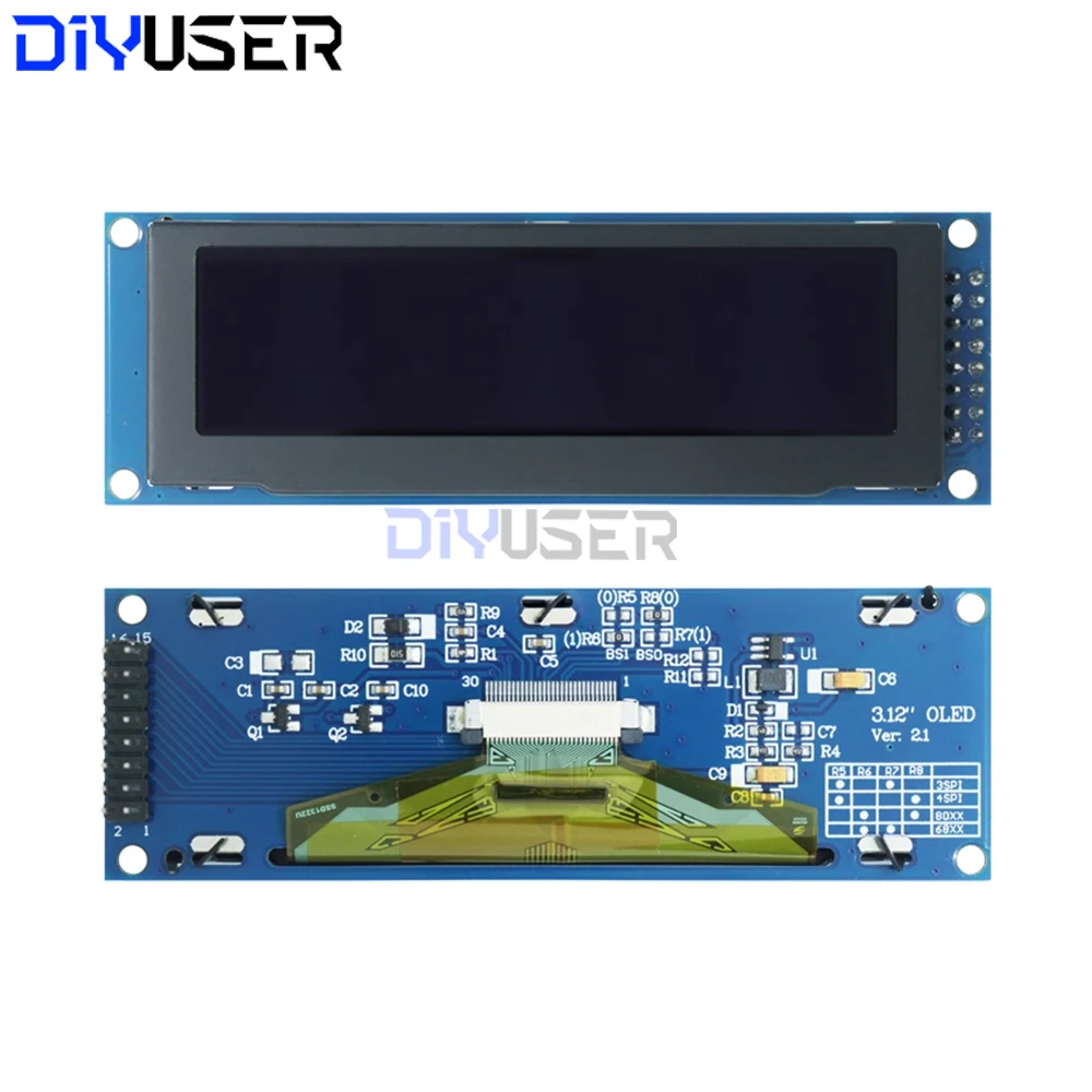 Módulo de pantalla OLED de 3,12 pulgadas SSD1322 256x64 para Arduino STM32 Raspberry Pi, interfaz SPI I2C con cabezal de Pin presoldado