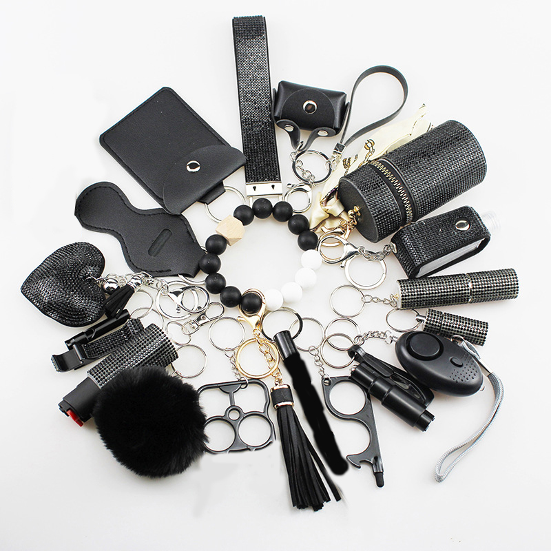 女性用アンチウルフプロテクションキーホルダーセット,ビーズブレスレット,フルセットキーリング,20個