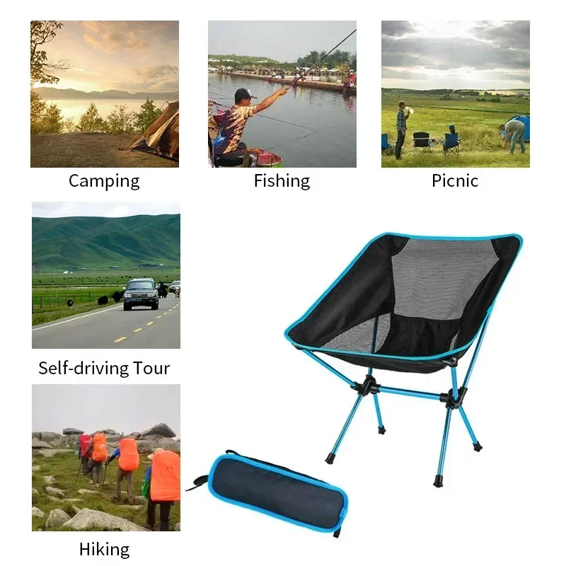 Sedia pieghevole portatile da esterno Sedie da spiaggia per barbecue Viaggi Spiaggia Escursionismo Sedile da picnic Facile da trasportare Conveniente