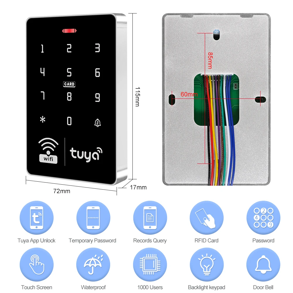 5YOA Wifi Tuya Door Access Control System Set Waterproof RFID Keypad Controller APP Remote Unlock Electric Magnetic Strike Locks