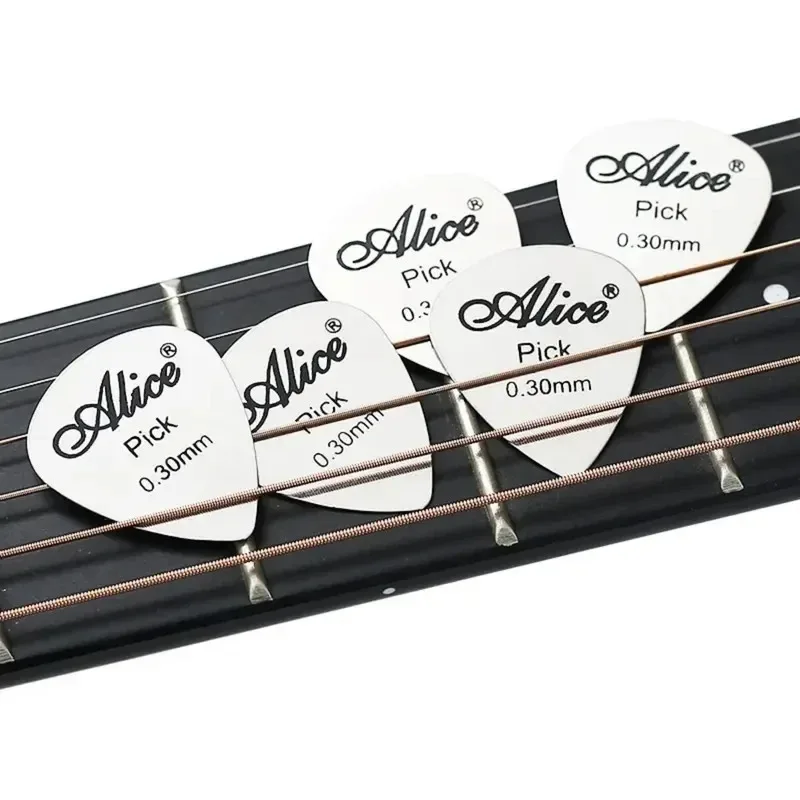 Alice 10 Pz Plettro per Chitarra in Metallo 0.3mm Sottile Durevole Colore Argento Professionale Basso Ukelele Plettri per Chitarra Amplificatore per Chitarra Basso Guita