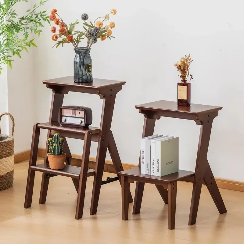 บันไดพับอเนกประสงค์สำหรับใช้ในบ้าน ดีไซน์สร้างสรรค์ ใช้เป็นที่นั่งเปลี่ยนรองเท้า วางของในห้องครัว ห้องนั่งเล่น บันได 2 ขั้น พร้อมชั้นวางของ