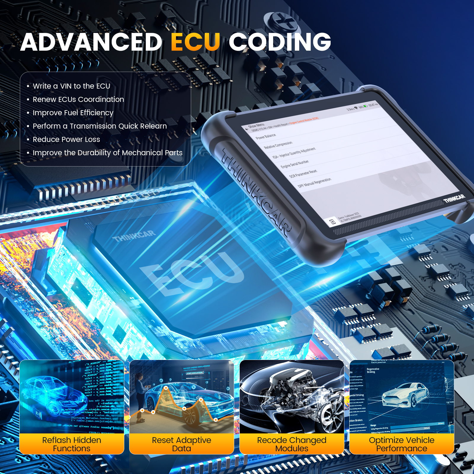 THINKCAR THINKSCAN 689BT CANFD&DOIP Escáner OBD2 Herramienta de diagnóstico de todos los sistemas, codificación ECU bidireccional, 34 servicios, actualización gratuita de por vida a través de WiFi, 4+64 GB
