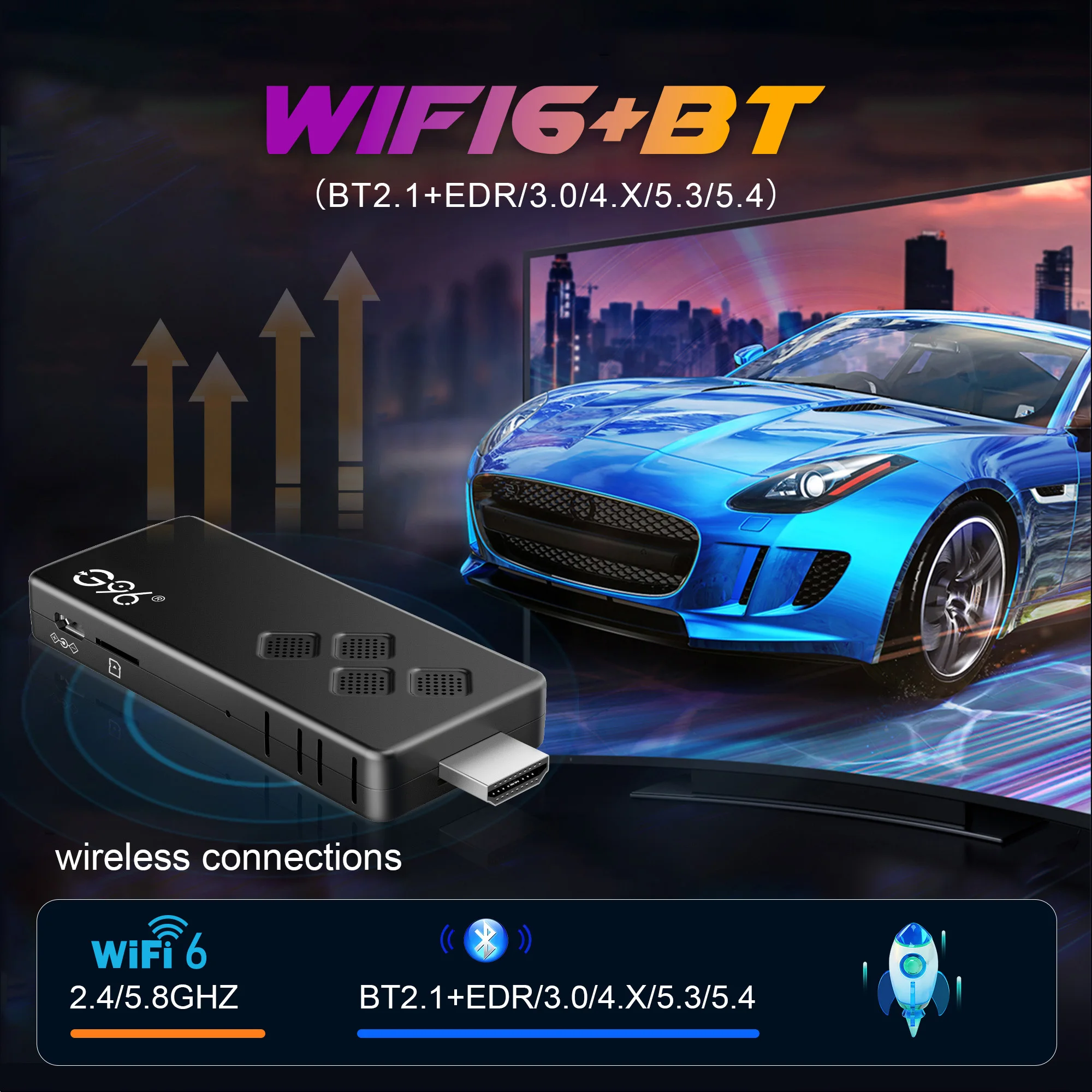 Smart Android TV G96 TV Stick  Android 14 Q2 4K Allwinner Google Voice H313 Wifi6 HDR 10 BT5.0 NETFLIX Games  Media Player Box