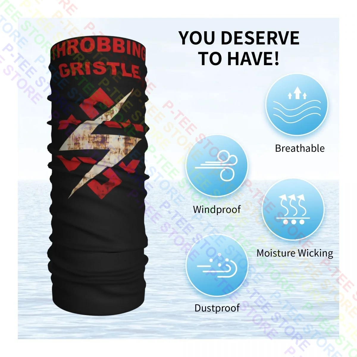 Pobbing Gristle Pobbing Gristle Flash Knot Logo Hals Gamasche Bandana Schal Gesichts maske staub dicht