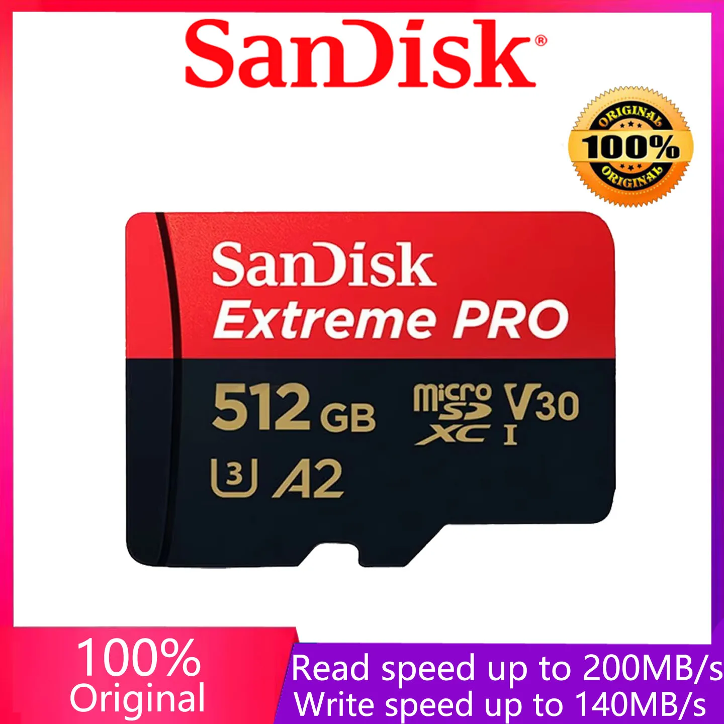 Карта SanDisk Extreme PRO Micro SD 128 ГБ 64 ГБ 32 ГБ 512 ГБ 256G Micro SD 200M/s 1 ТБ Карта флэш-памяти SD U3 4K V30 Карты Microsd TF