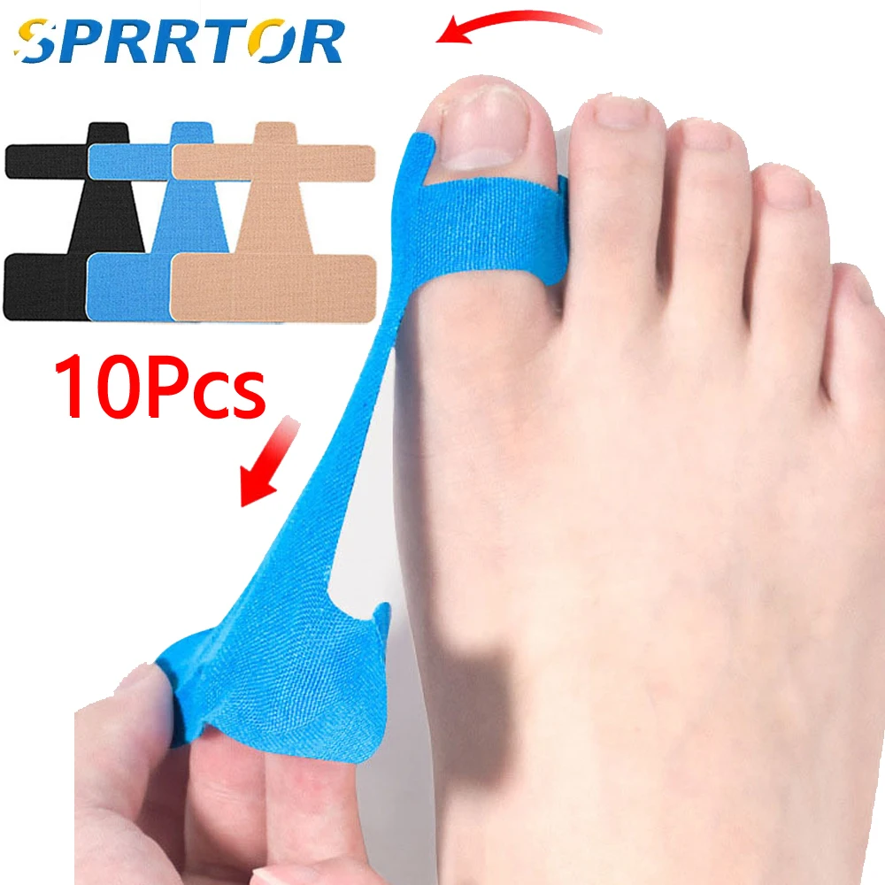 Corrector de juanetes y cinta atlética de kinesiología para aliviar el dolor, para juanetes y dedos del pie de césped, espaciador/separador/cinta alisadora, 10 Uds.