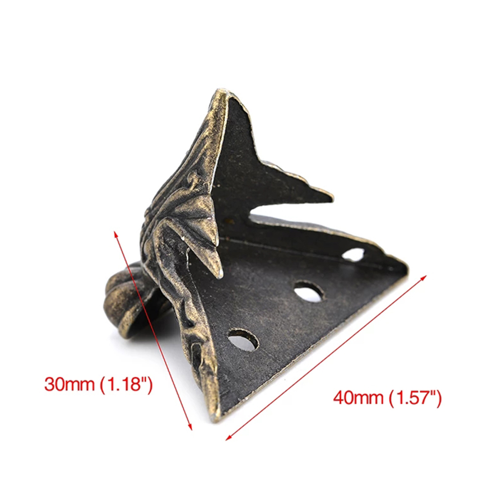 4 個アンティークコーナープロテクター真鍮ジュエリーチェストボックス木製ケース装飾足脚金属コーナープロテクターハードウェアブラケット