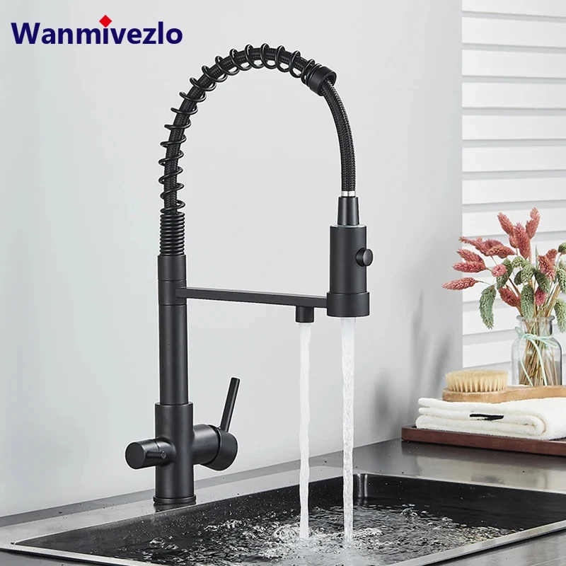 Schwarz Gefilterte Küche Wasser Filter Küche Armaturen Dual Auslauf Filter Wasserhahn Mixer Wasser Reinigung Wasser Kran Für Küche