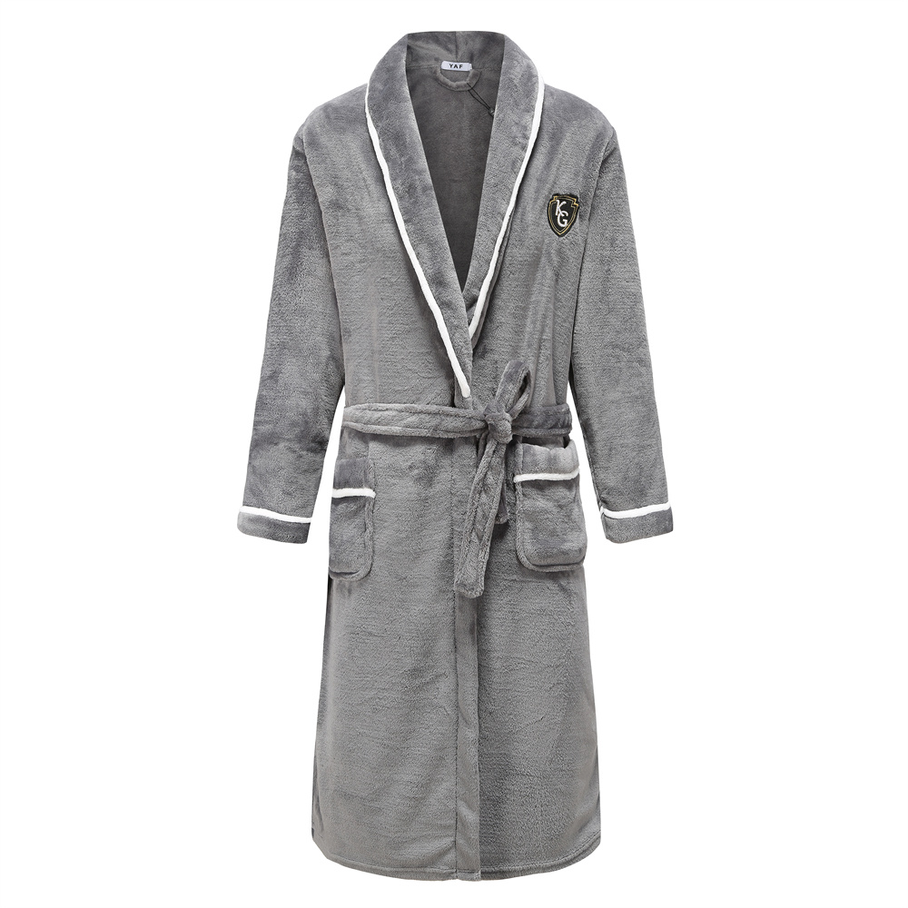 Verdickte Flanell Männer Robe Nachtwäsche Herbst Winter Warme Korallen Fleece Bademantel Kleid Nachtwäsche Lose Beiläufige Hause Tragen Loungewear