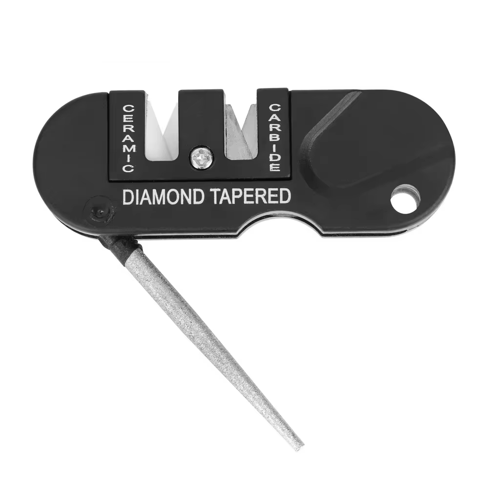 4-In-1 Draagbare Messenslijper, Multifunctionele Outdoor Draagbare Wolfraam Stalen Messenslijper, Messenslijper