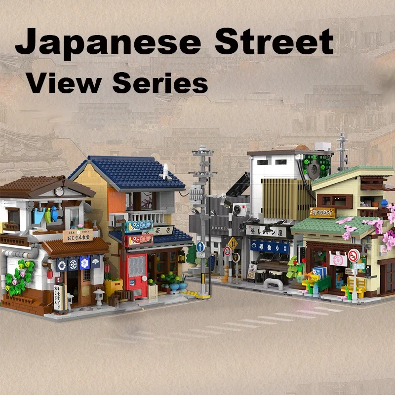 Japanse Street View Bouwstenen Theehuis Broodje Huis Cafe Winkel Architectuur Model Bakstenen Kinderen DIY Speelgoed Vakantiegeschenken