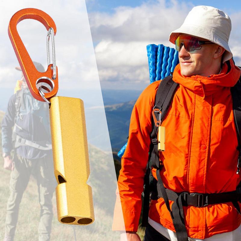เดซิเบลสูงนกหวีดโลหะคู่หลอด Survival Whistle นกหวีดความปลอดภัยกลางแจ้งแบบพกพานกหวีดสําหรับ Camping Hiking