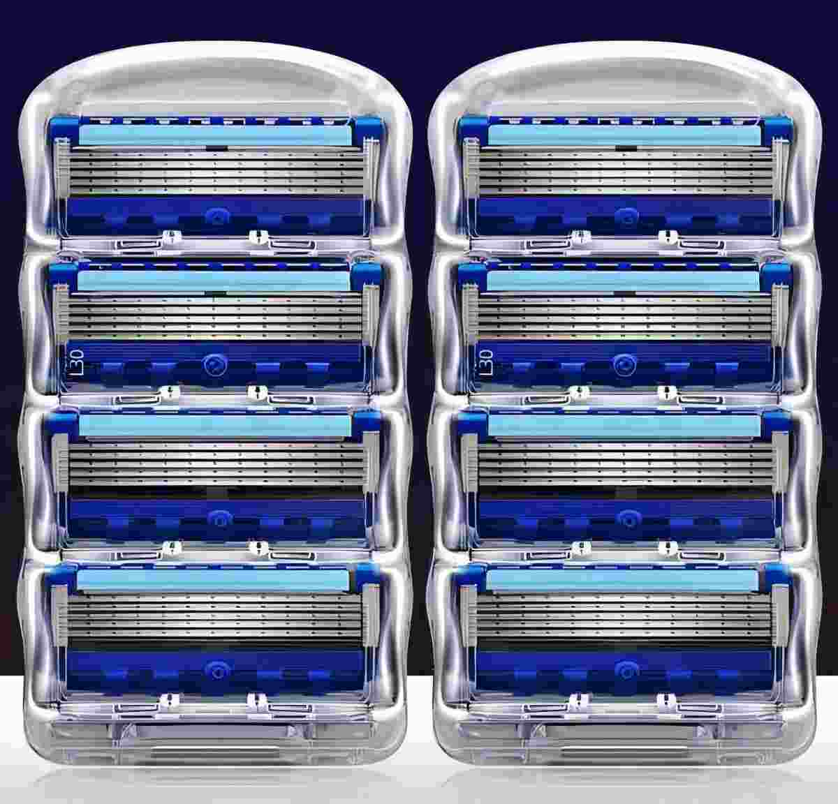 Afeitado Manual para hombres, reemplaza la cabeza, hoja de cinco capas, ocho cómodas cuchillas de afeitar, el último azul, sin daños en la piel