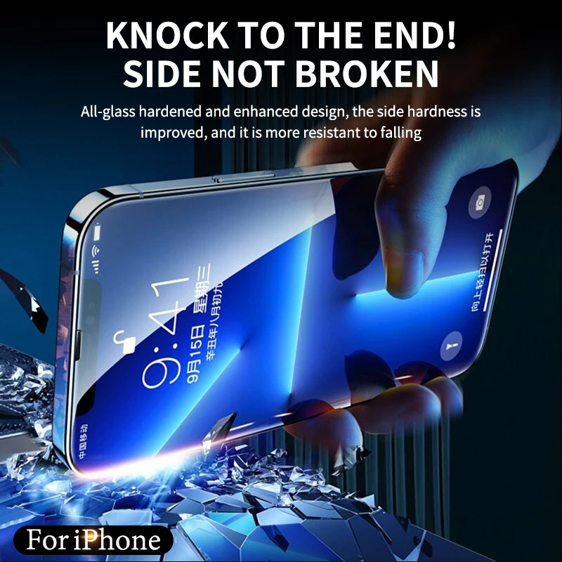 Cut Edge vidrio templado de lujo para iPhone 15 14 13 12 11 16 Pro Max Protector de pantalla iphone14 Plus X R XS XR película de cubierta completa