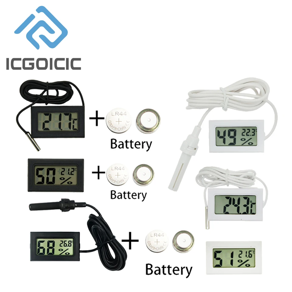 Mini termómetro digital LCD con sonda impermeable para congelador, refrigerador, interior y exterior