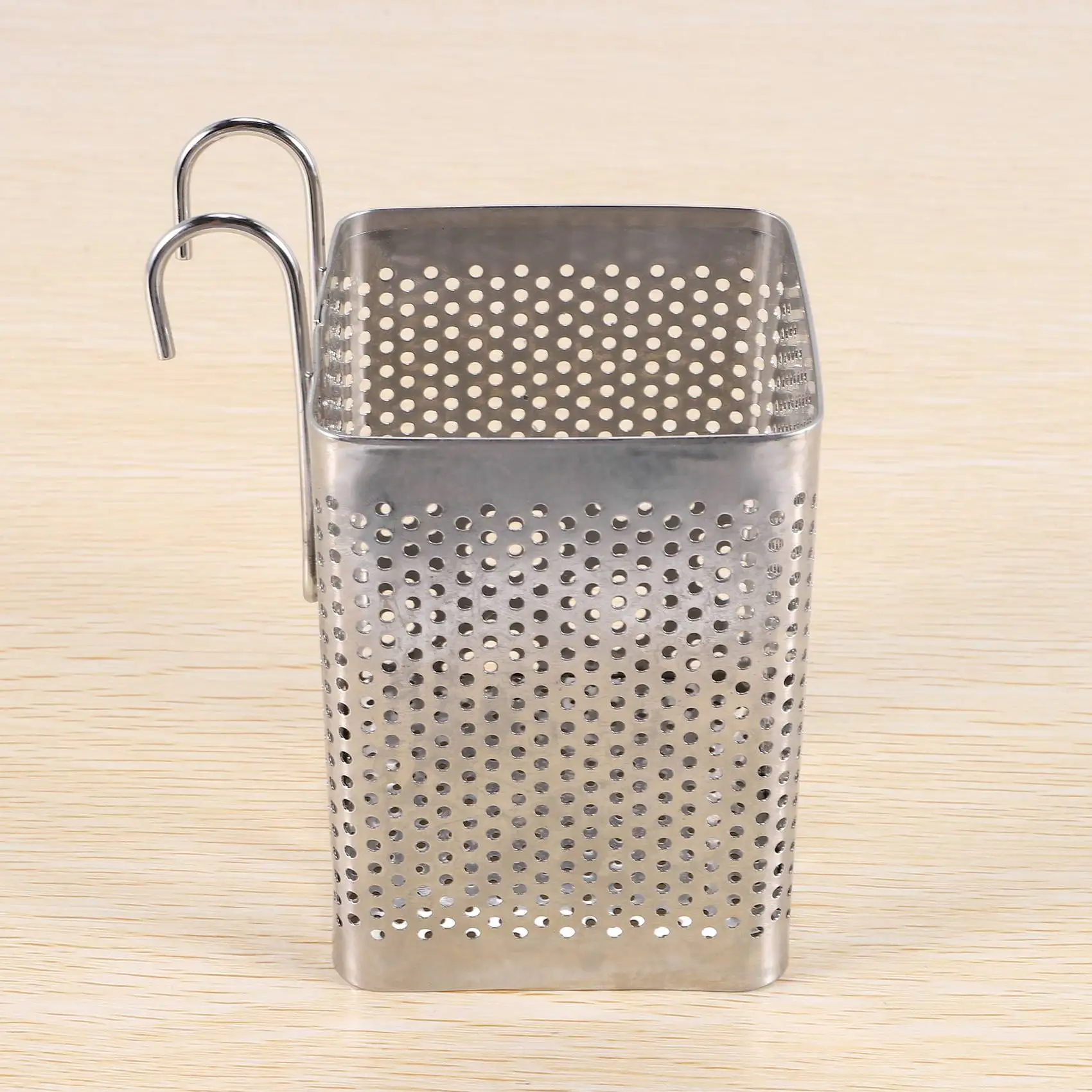 BABQ Porta bacchette in acciaio inossidabile Posate sospese Cestino per asciugare Stoviglie Scolapiatti con ganci Utensile da cucina(B)