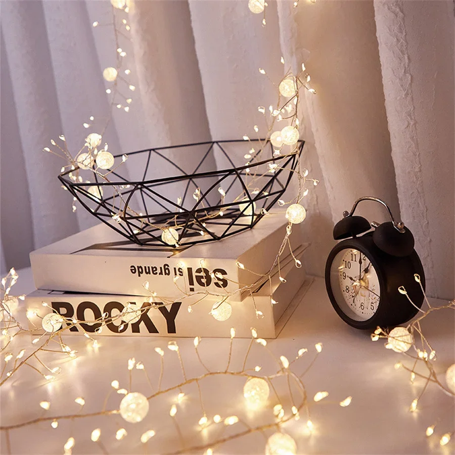 LED Firecracker Fairy Light กันน้ํากลางแจ้งคริสตัล Crackle Ball String Light สําหรับต้นคริสต์มาสปาร์ตี้วันหยุด Garden