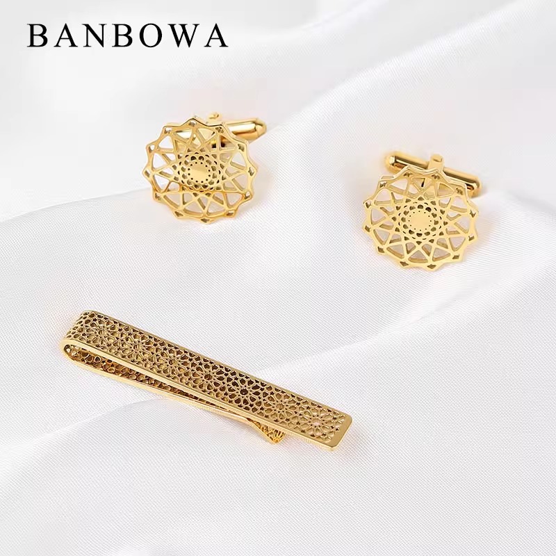 Набор зажимов для галстука и французских запонок — роскошные художественные мужские аксессуары для настольного босса, подарочная коробка премиум-класса