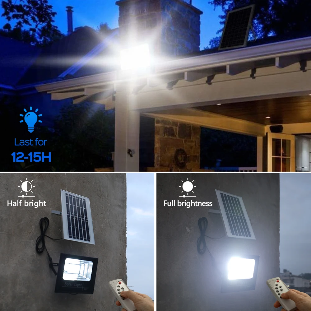 Luce solare a LED per proiettore da giardino esterno Luminoso impermeabile Scale Parete Luce solare Luce dimmerabile/Tempo/Telecomando
