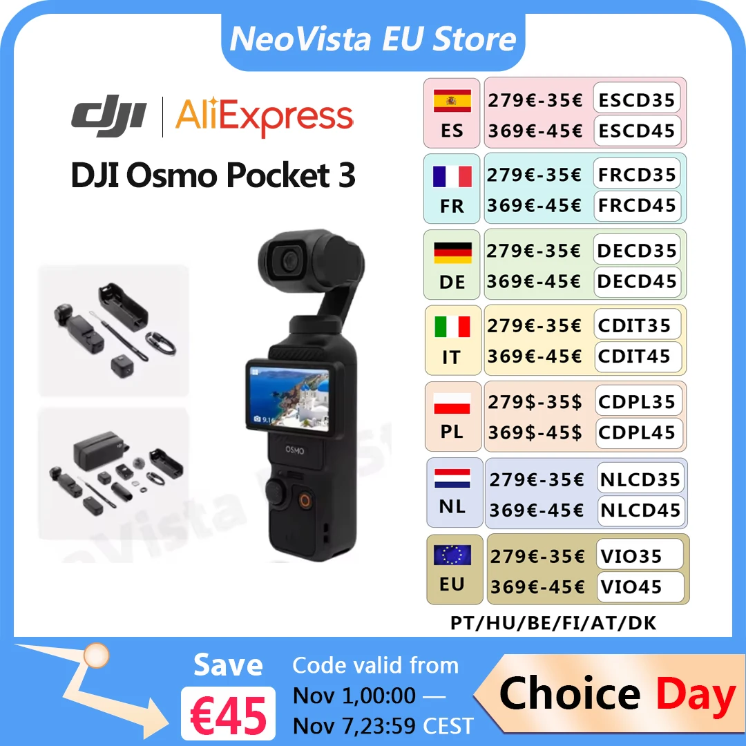 DJI Osmo Pocket 3 Potężny 1-calowy czujnik 4K/120fps 2-calowy obrotowy ekran dotykowy oryginalny nowy w magazynie