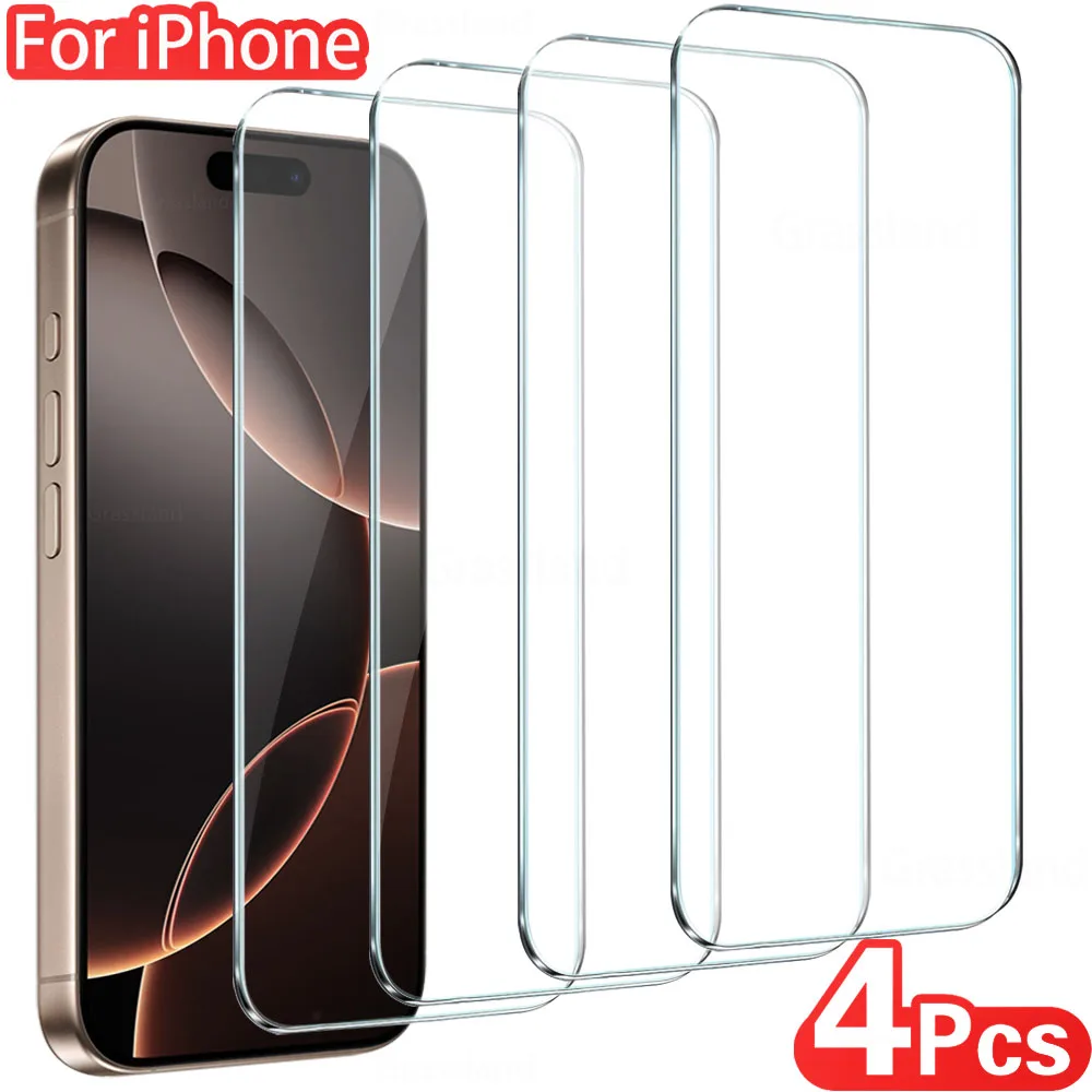 4 Stücke Volle Abdeckung Gehärtetes Glas Für iPhone 17 16 15 14 13 12 11 Pro Max Displayschutzfolie Für iPhone 7 8 Plus X XS Max XR Glas