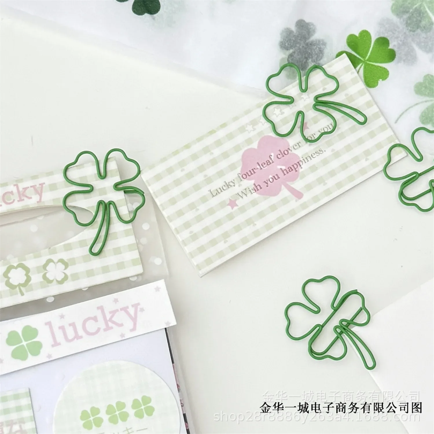 10 Stuks Leuke Ins Groene Klavertje Vier Paperclips Mooie Meisje Plakboek Decor Bindmiddel Clip Kantoor Document Bill Binding levert