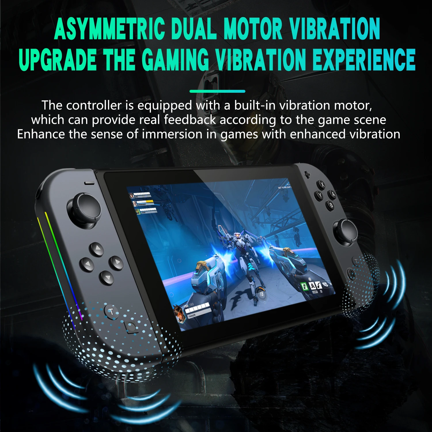 Wenden Sie das drahtlose Gamepad von switch joy con an, das mit einem sechsachsigen Body Sense ausgestattet ist, um RGB-Farblich ter links und rechts zu wecken
