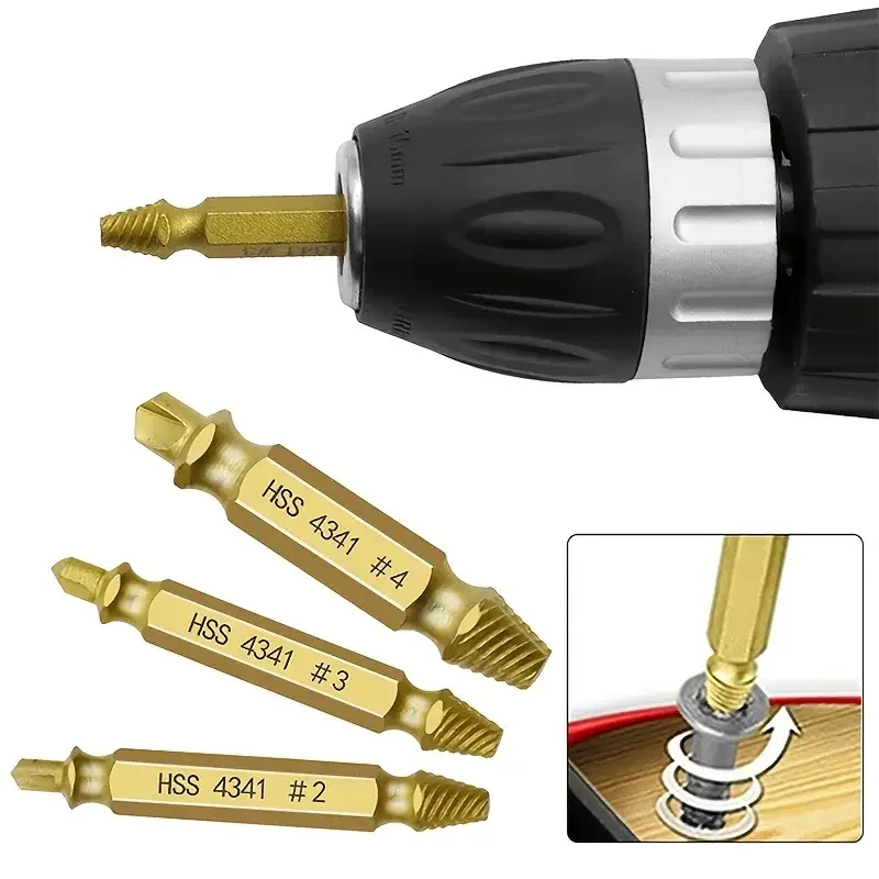 Extractor de tornillos dañados, juego pelado de pernos rotos, herramienta de doble cabezal, fácil extracción, desmontaje, removedor de demolición de dientes deslizantes