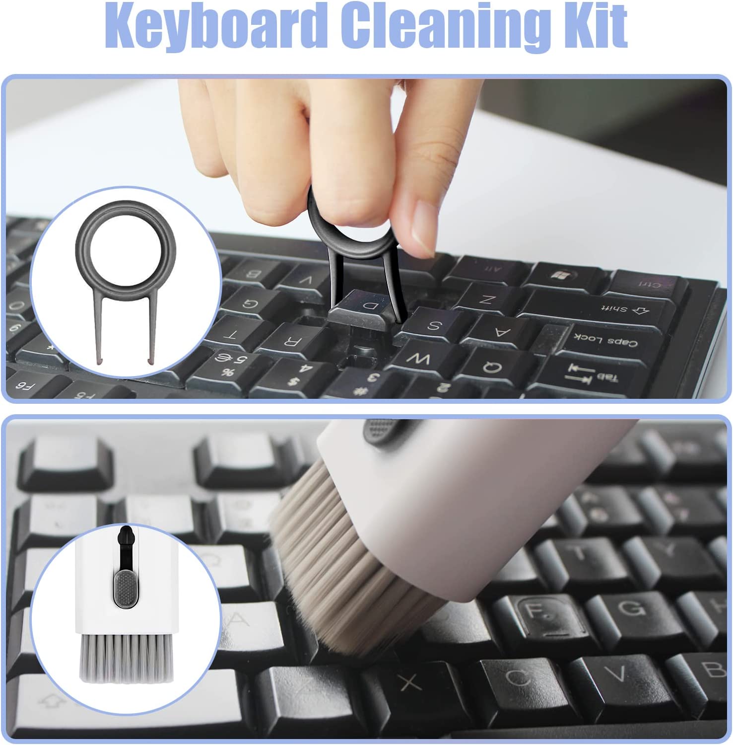 Kit de limpieza 7 en 1, cepillo limpiador de teclado de ordenador, bolígrafo de limpieza para auriculares, herramientas de limpieza de teléfono, juego de extractor de teclas