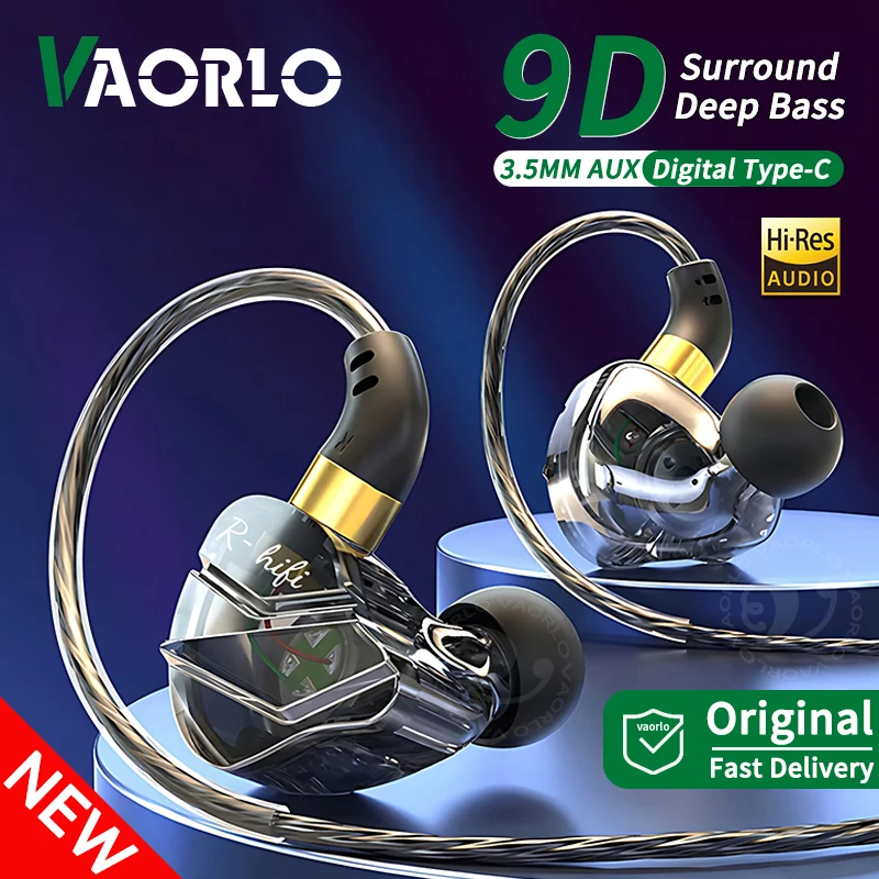 Zestaw słuchawkowy 9D surround HIFI z ciężkim basem 3,5 mm/typ C cyfrowy chip z mikrofonem douszne słuchawki przewodowe muzyka sport dla Samsung Android
