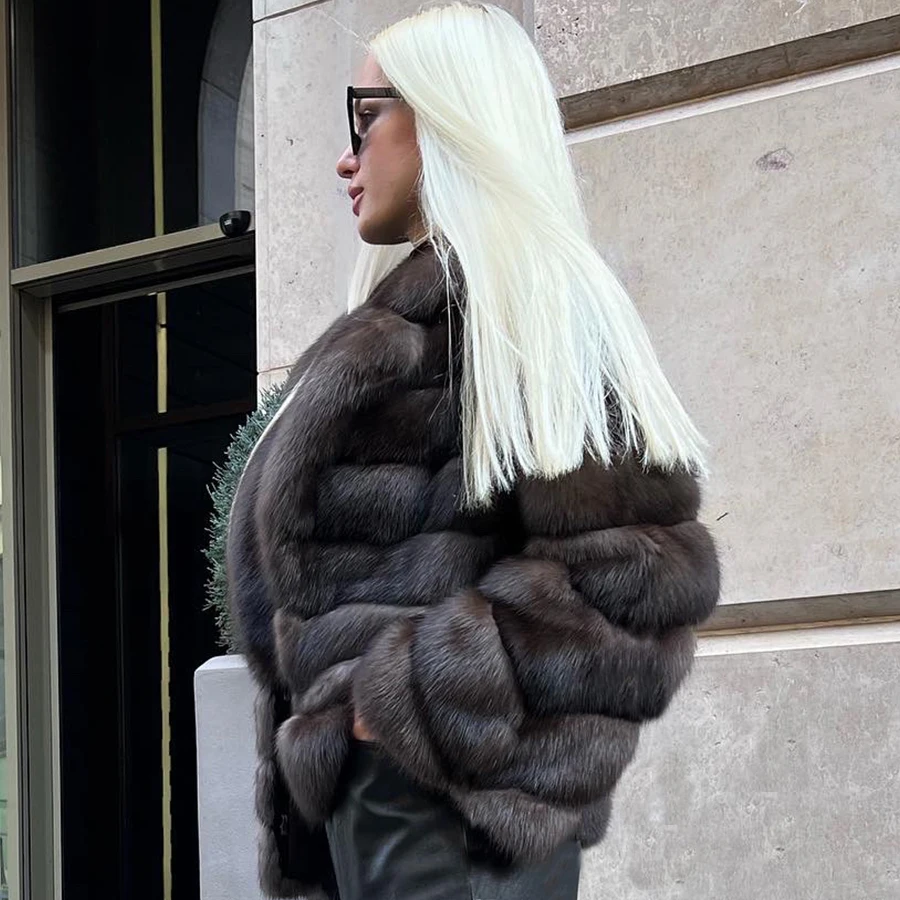 フラップカラー付きの本物のキツネの毛皮のコート,本物のキツネの毛皮のジャケット,高品質のコート,2024