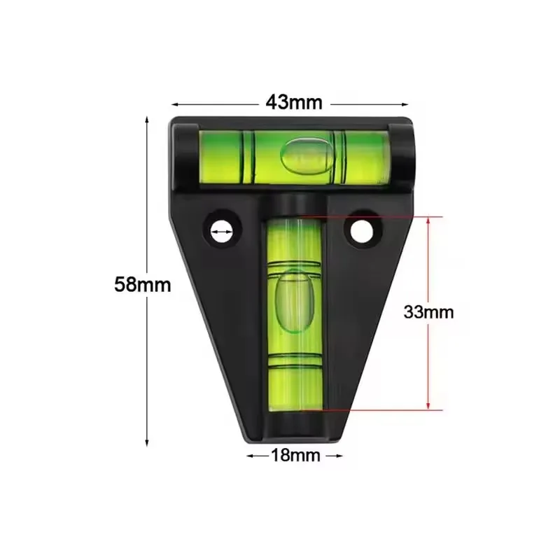 T-tipo espírito nível de plástico medição vertical e horizontal ajustador escopo triângulo nível kit de medição para caravana campista