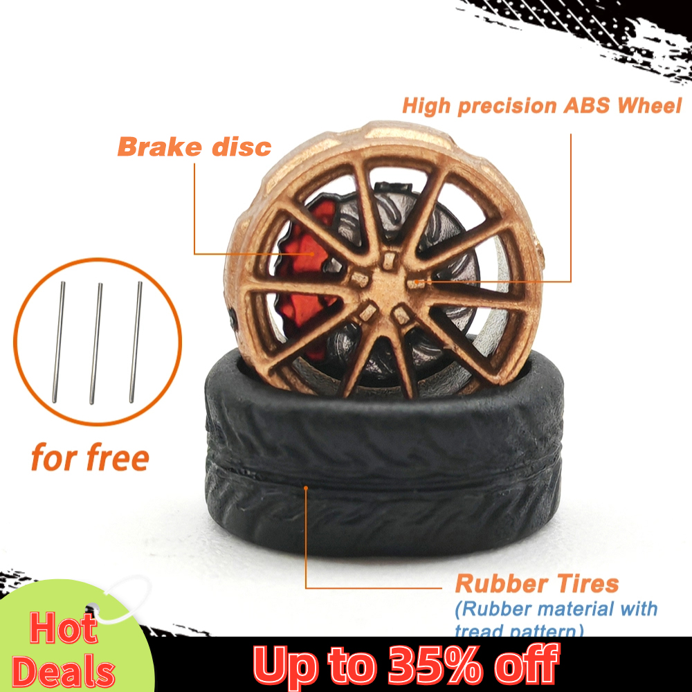 Kicarmod 1/64 модель автомобиля ABS колеса с резиновыми шинами, детали для установки тормозного диска диаметром 10 мм для модели автомобиля Tomica MINI GT