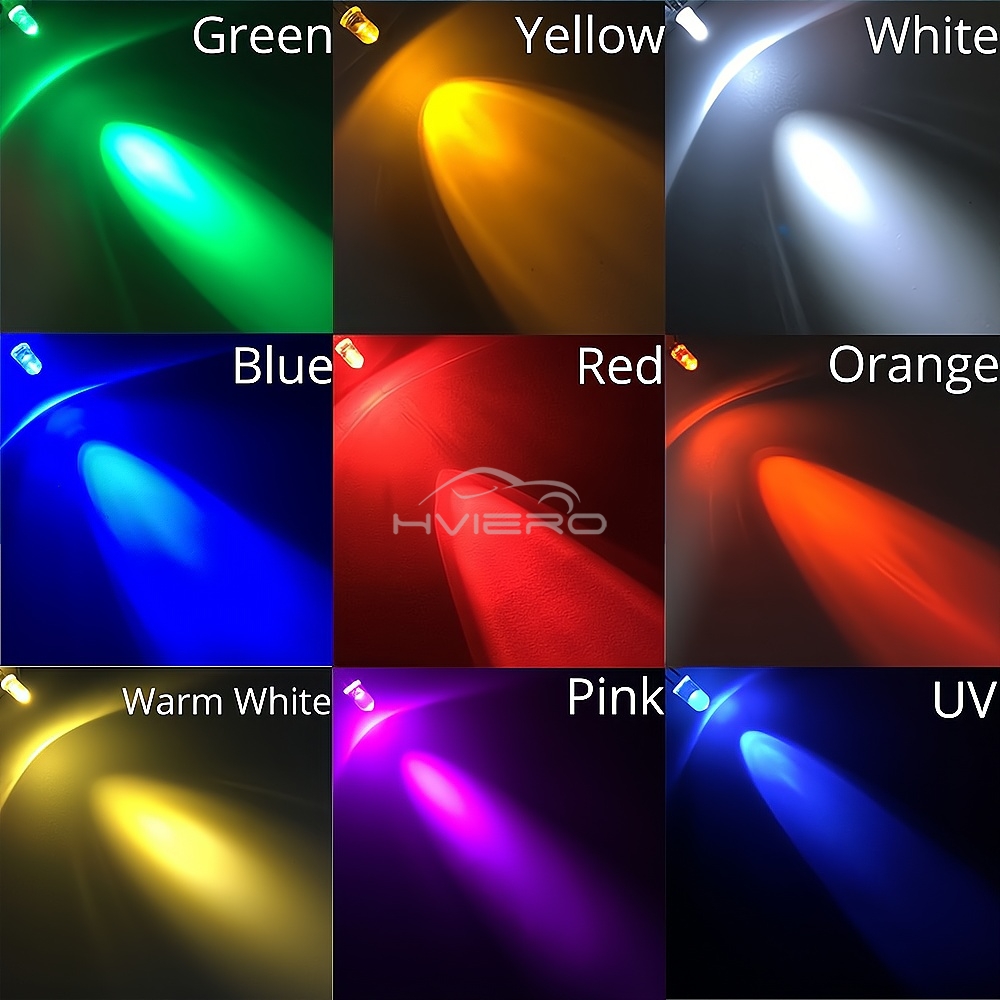 100 Uds F5 5mm redondo blanco rojo azul cálido rosa UV agua transparente Led superbrillante ligte diodos emisores 6000-6500k bombilla de cuentas de lámpara
